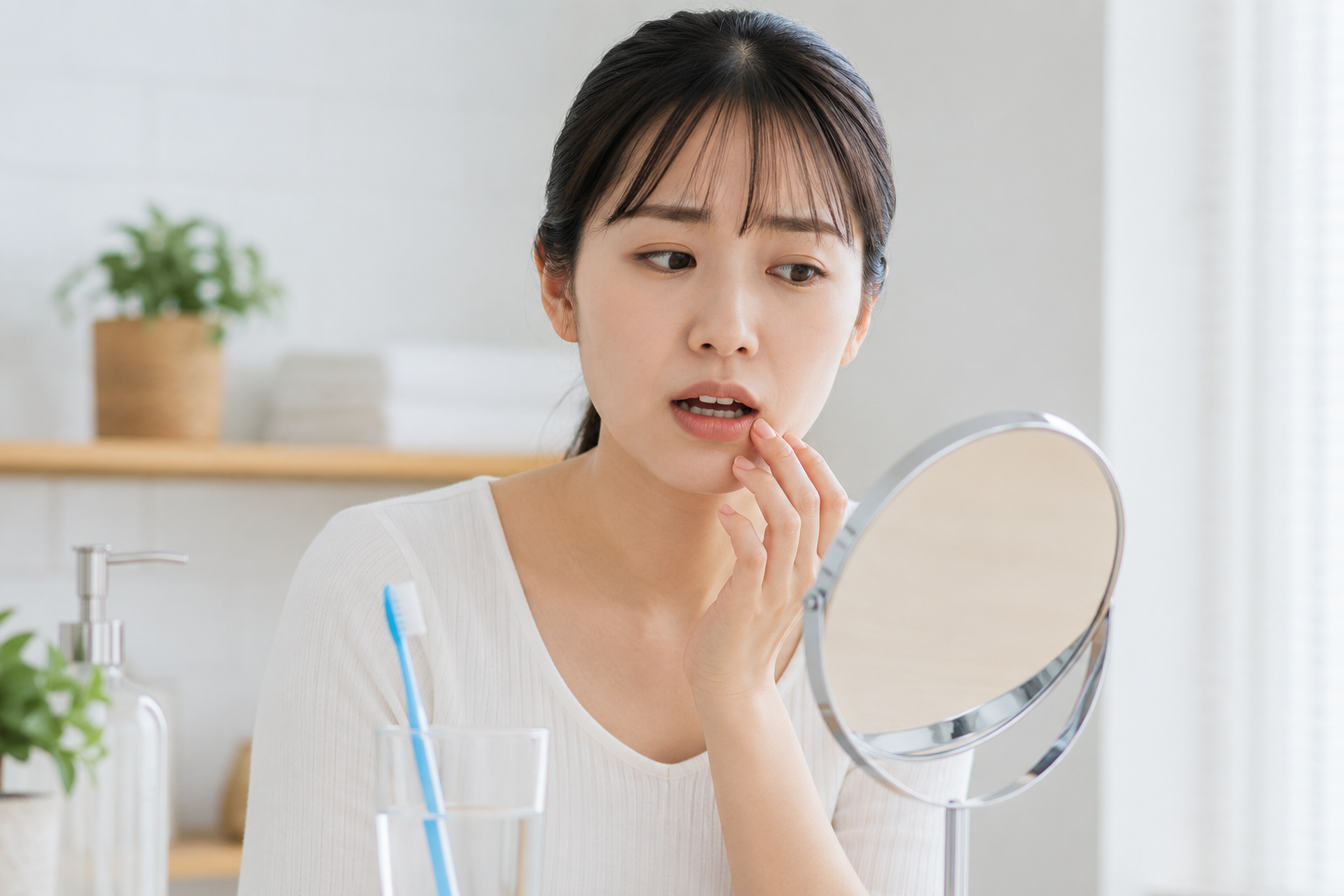 歯ぐきからの出血が気になる女性